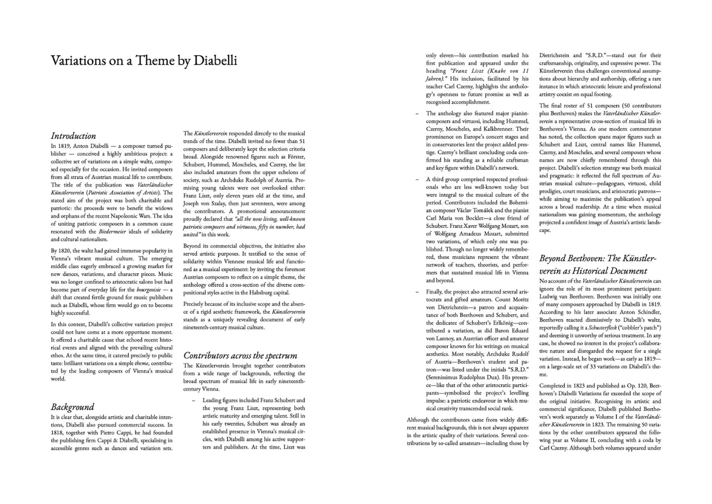 Variations on a theme by Diabelli